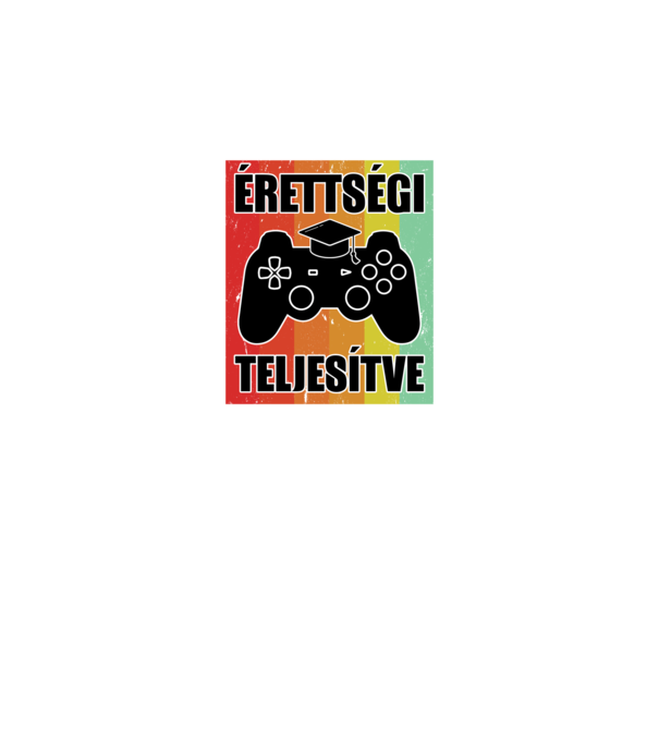 Érettségi teljesítve retro gamer minta fekete pólón