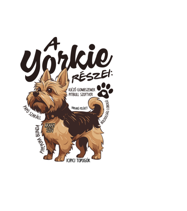 YORKIE anatómia minta fekete pólón