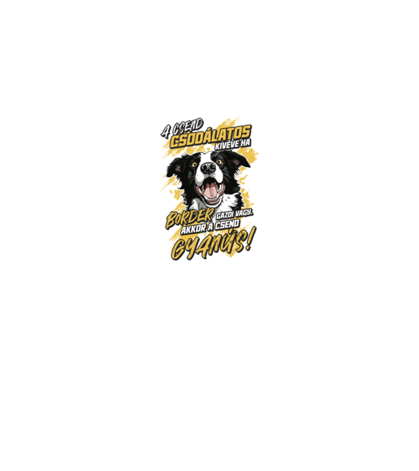 Border Collie Gyanús csend minta királykék pólón
