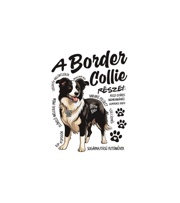 Border Collie részei minta fehér pólón