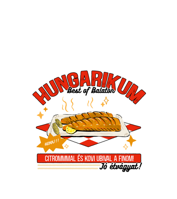 Hekk Hungarikum minta fehér pólón