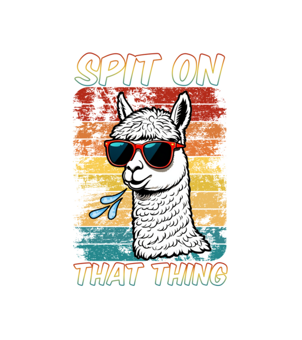 Spit on that thing láma szivárványos minta fehér pólón