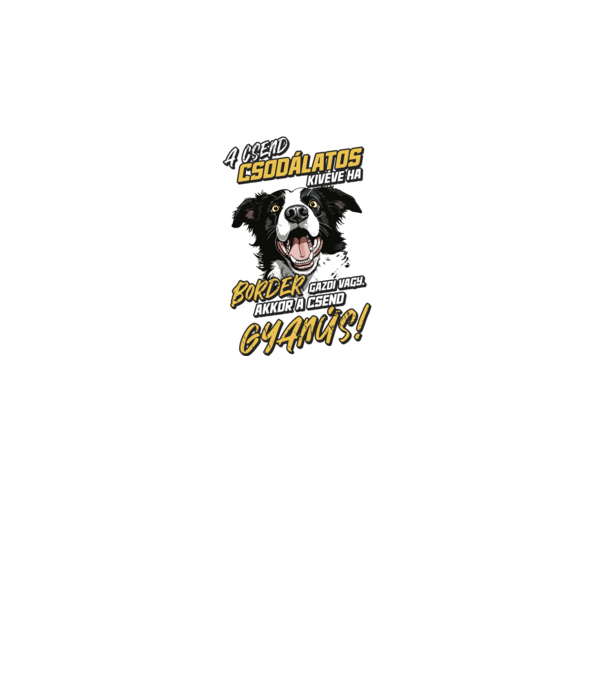 Border Collie Gyanús csend minta türkiz pólón