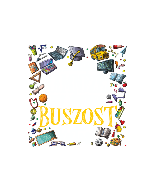Jövőbeli buszos minta fehér pólón