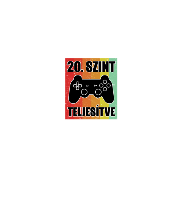 20 szint teljesítve retro gamer minta fekete pólón