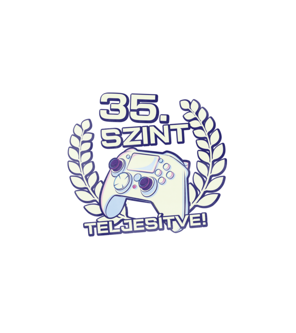 35. szint teljesítve minta fehér pólón