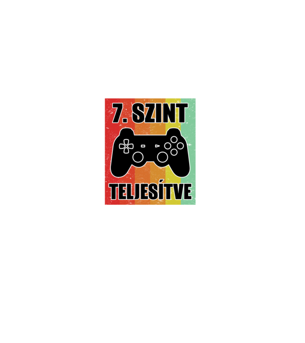 7 szint teljesítve retro gamer minta fekete pólón