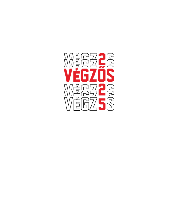 VÉGZŐS 2025 fekete minta fehér pólón