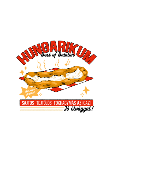 Lángos Hungarikum minta fekete pólón