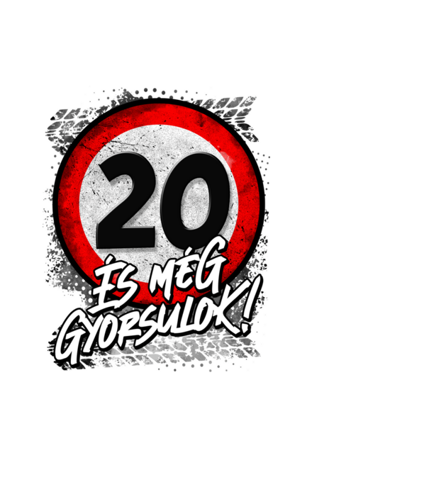 20 és még gyorsulok minta világoskék pólón