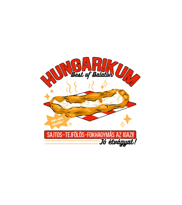 Lángos Hungarikum minta fehér pólón