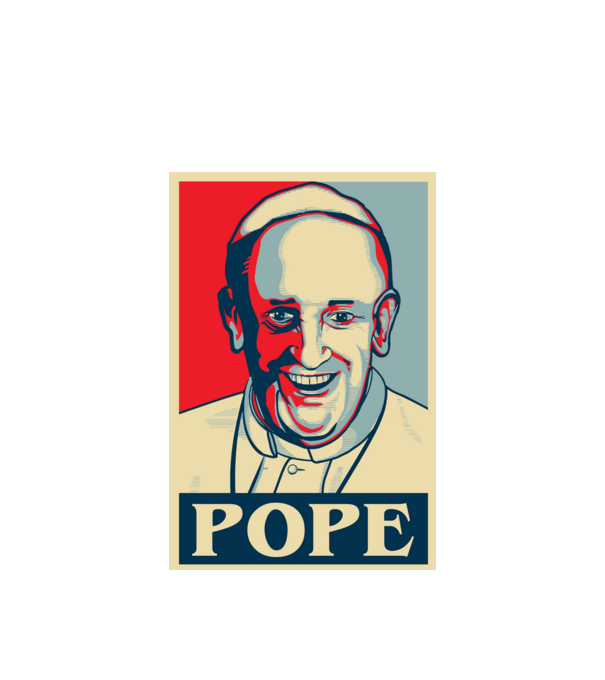 Pápa poszter minta fehér pólón