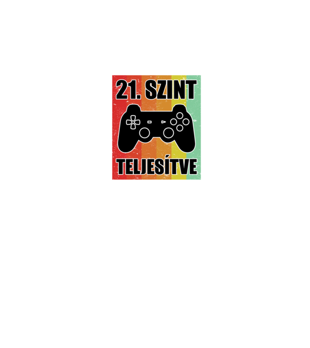 21 szint teljesítve retro gamer minta sötétkék pólón