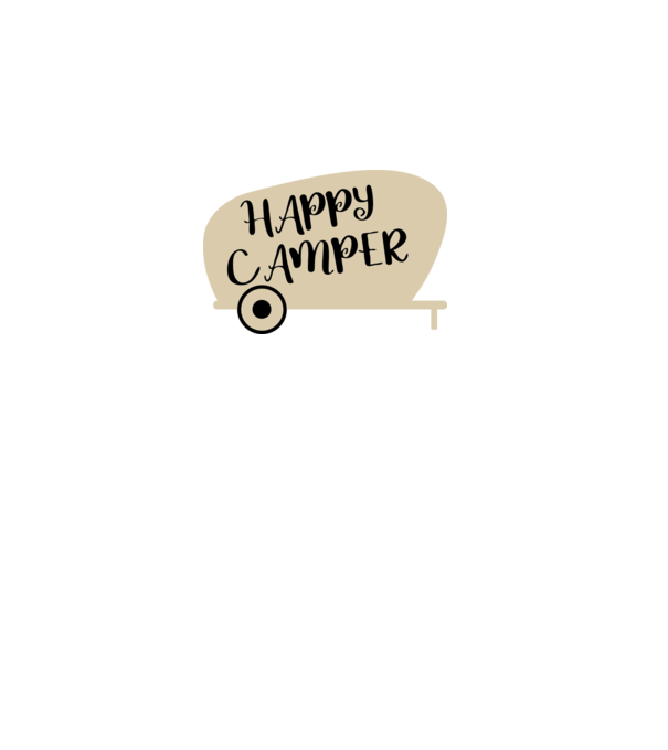 Happy camper text minta fekete pólón