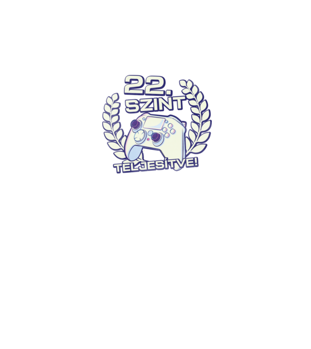 22. szint teljesítve minta sötétkék pólón