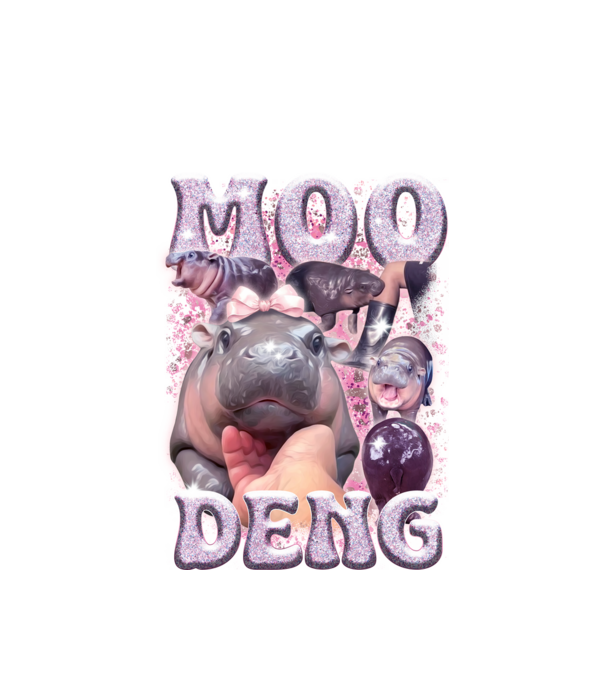 MOO DENG baby hippo minta fehér pólón