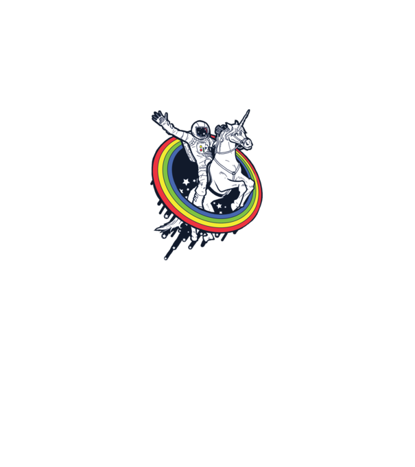 Unicorn Spaceman minta sötétkék pólón