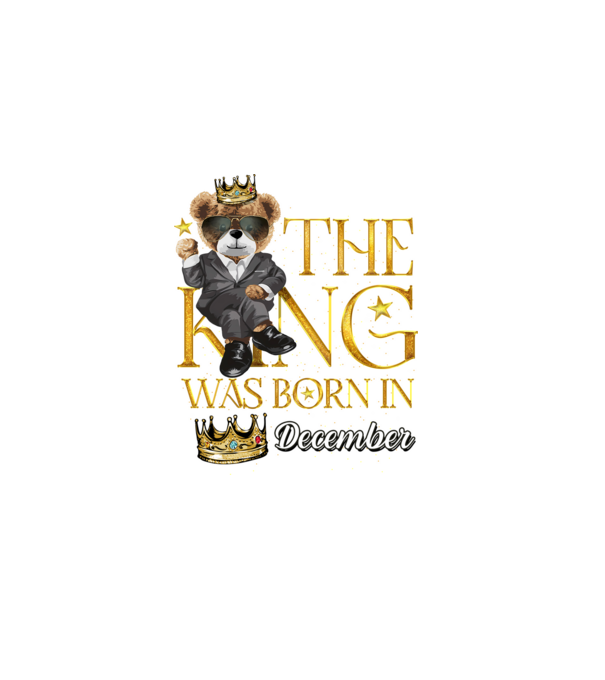 The king was born int DECEMBER minta sötétkék pólón