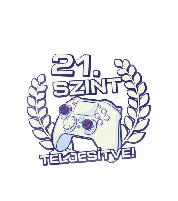 21. szint teljesítve minta fehér pólón