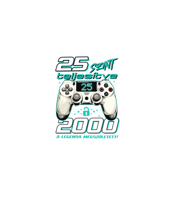 Gamer szülinap 25 éves minta szürke pólón