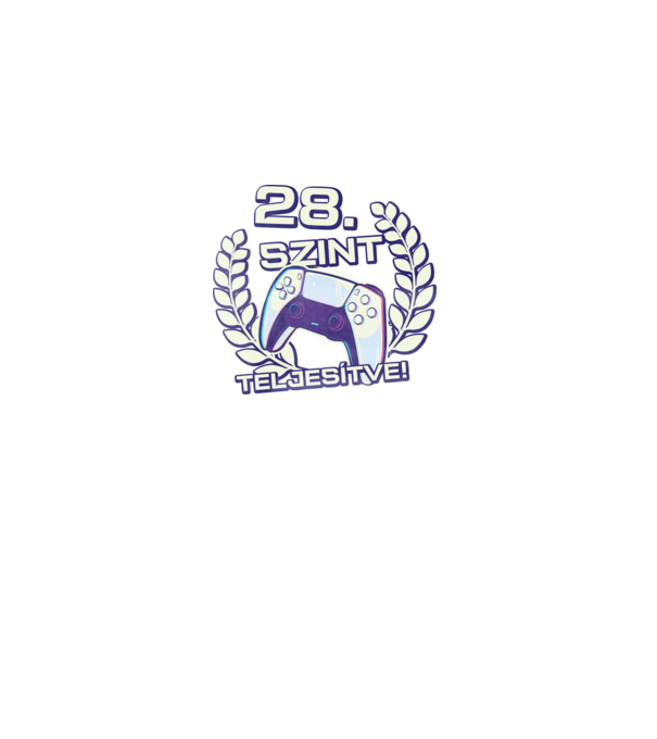 28. szint teljesítve PS5 v2 minta fekete pólón