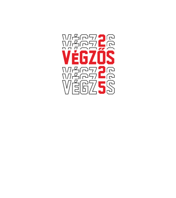 VÉGZŐS 2025 fekete minta fehér pólón