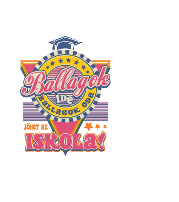 Ballagok ide oda retro iskola minta világoskék pólón