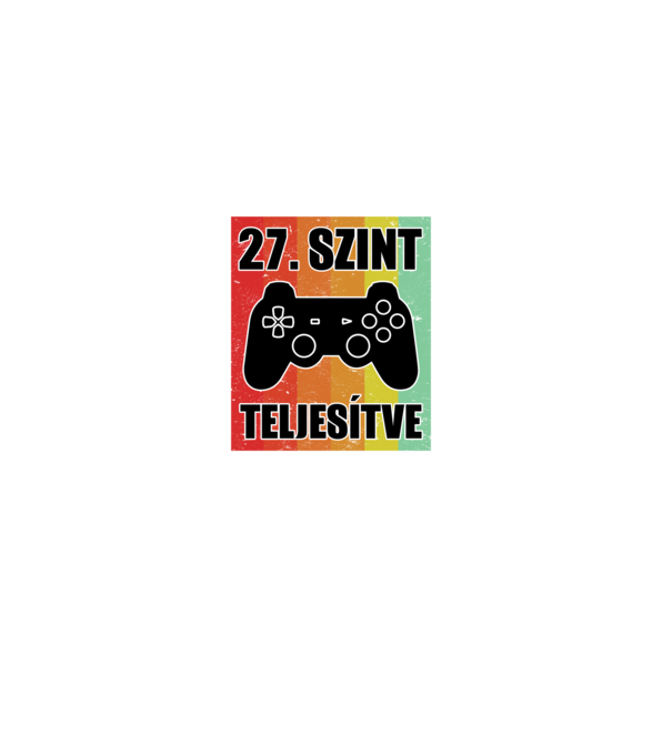 27 szint teljesítve retro gamer minta fekete pólón