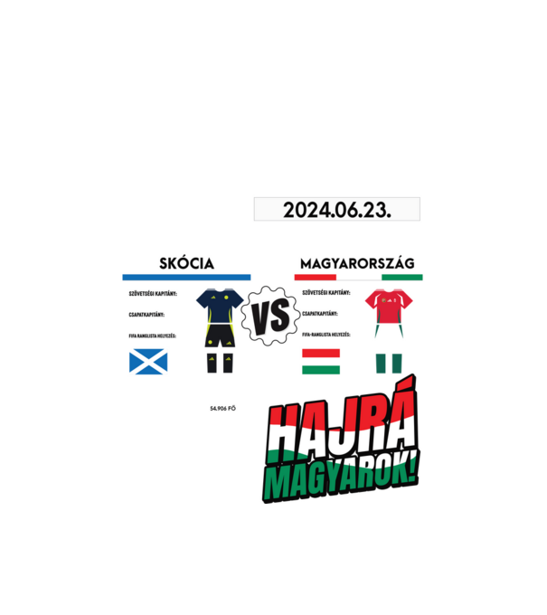 Futball EB 2024 SKÓT VS MAGYAR minta fehér pólón