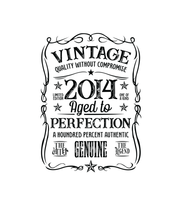 Vintage perfection világos alap 10 2014 minta fehér pólón