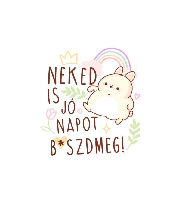 Jó napot nyuszika minta fehér pólón