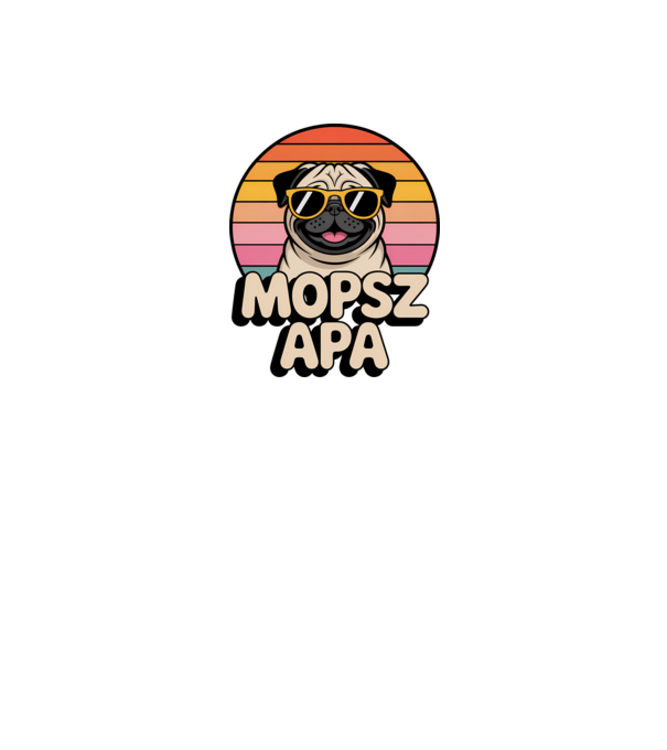Mopsz Apa minta fekete pólón