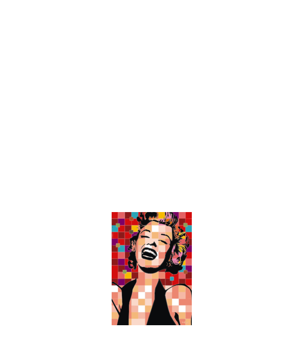 pop art minta fehér pólón