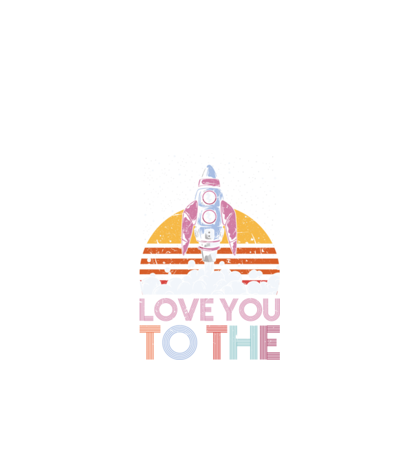 Retro vintage love you to the moon and back ROCKET minta fekete pólón