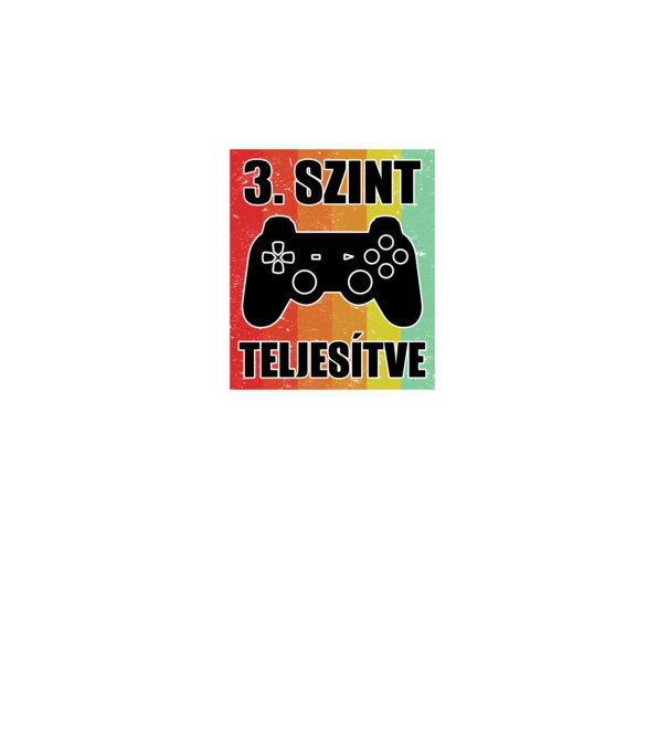 3 szint teljesítve retro gamer minta fekete pólón