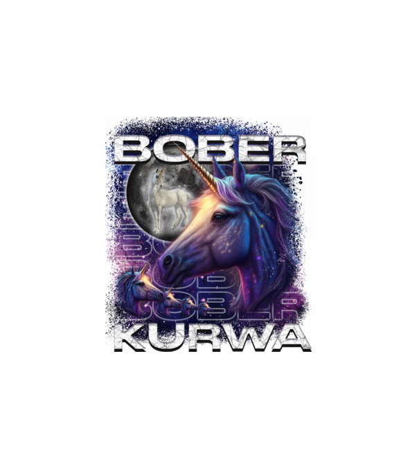 NEMBóber Kurwa unikornis minta fehér pólón