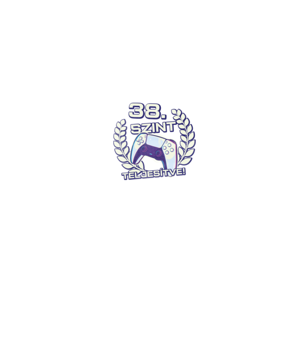 38. szint teljesítve PS5 v2 minta fekete pólón