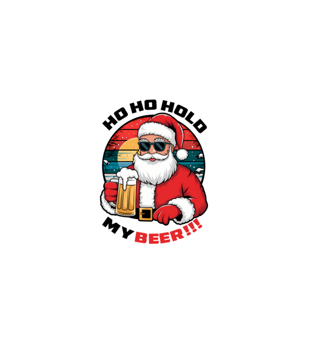 Ho Ho Hold My Beer karácsonyi fehér pólóra minta szürke pólón