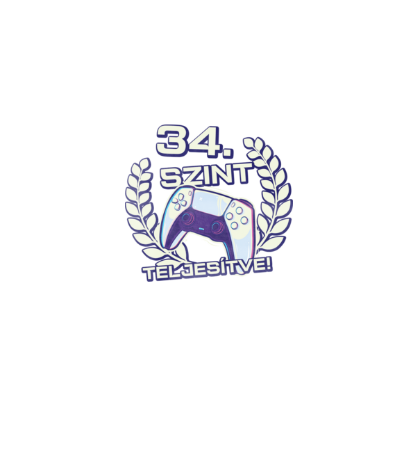34. szint teljesítve PS5 v2 minta fekete pólón
