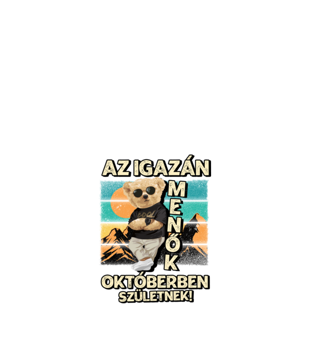 Retro Menő Mackó szülinapos OKTÓBER minta fekete pólón