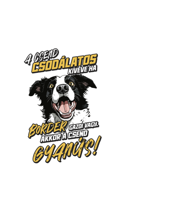 Border Collie Gyanús csend minta fehér pólón