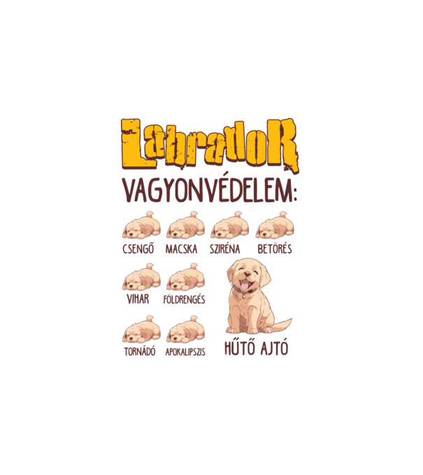 LABRADOR vagyonvédelem minta fehér pólón