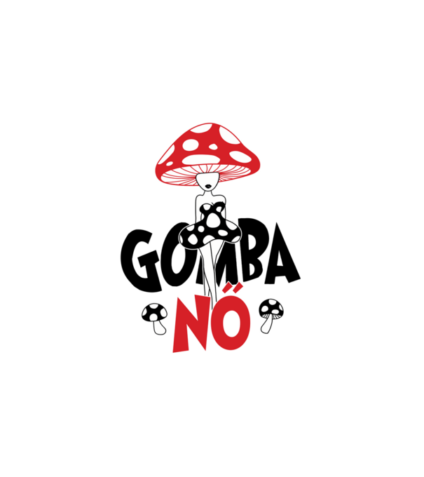 Gomba nő minta fehér pólón