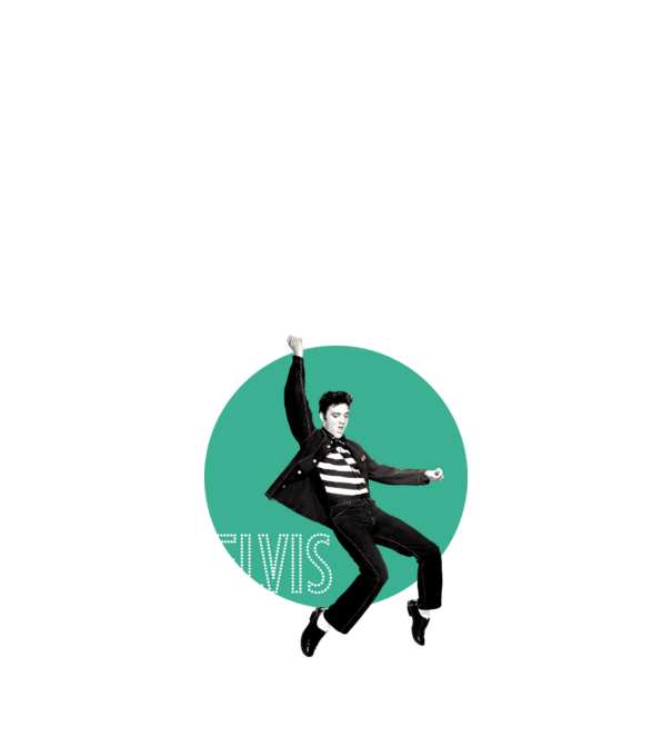 Elvis Jailhouse rock - kék minta fekete pólón