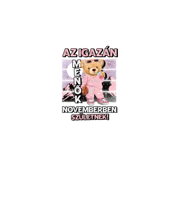 Menő maci csajos NOVEMBER minta fekete pólón