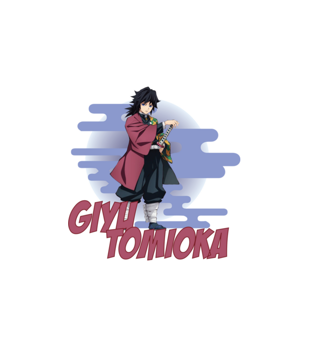 Demon Slayer Giyu minta fehér pólón
