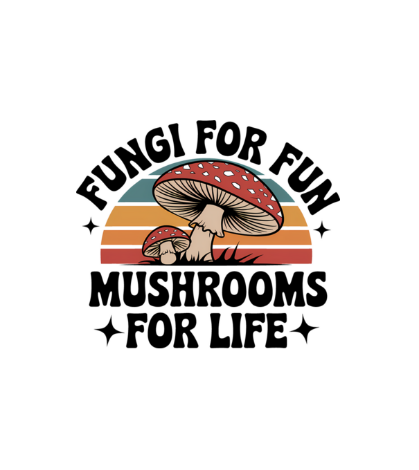 Fungi for fun fehér alap minta fehér pólón