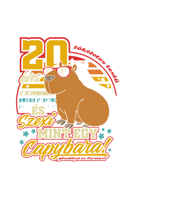 Szexi Szülinapos Capybara 20 éves minta fekete pólón