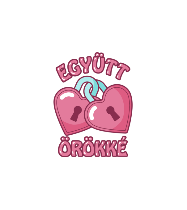 Együtt örökre szívlakatok minta fehér pólón