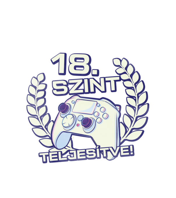 18. szint teljesítve minta fehér pólón